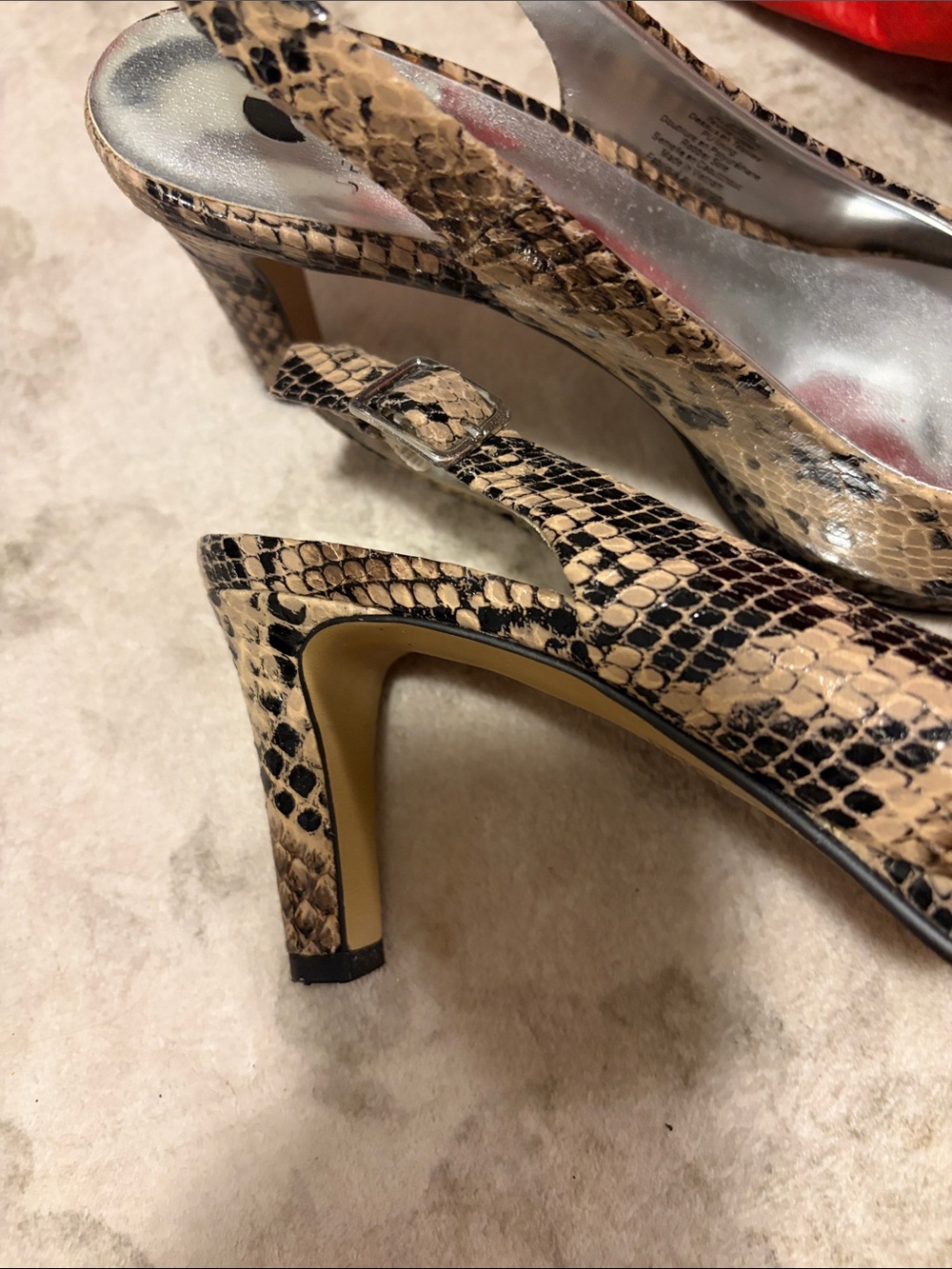 Women’s Snake-Print Slingback Heels in Brown - Picture 3 of 4